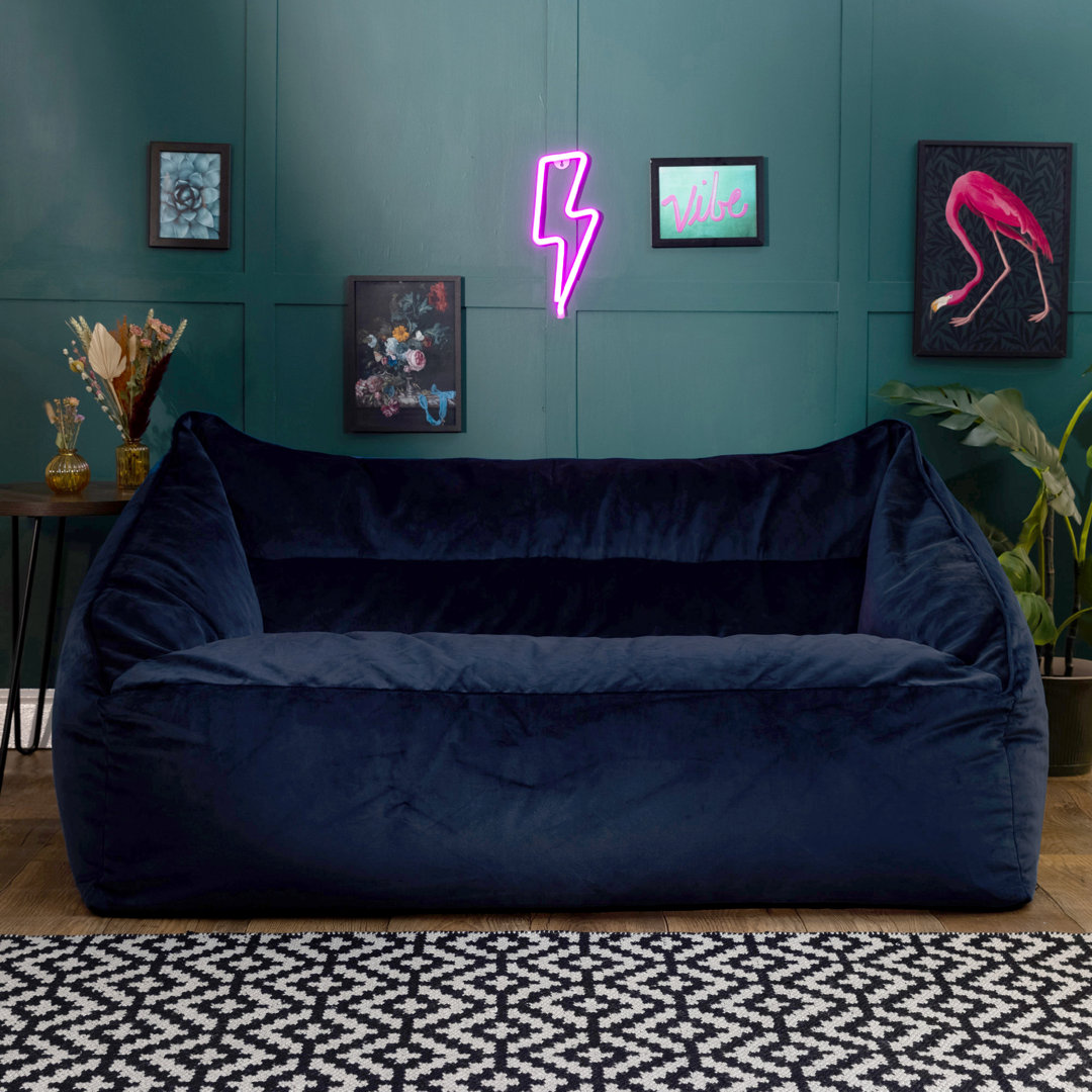 Bean Bag Bazaar Cecilia Velvet Sofa Bean Bag Midnight Blue Large